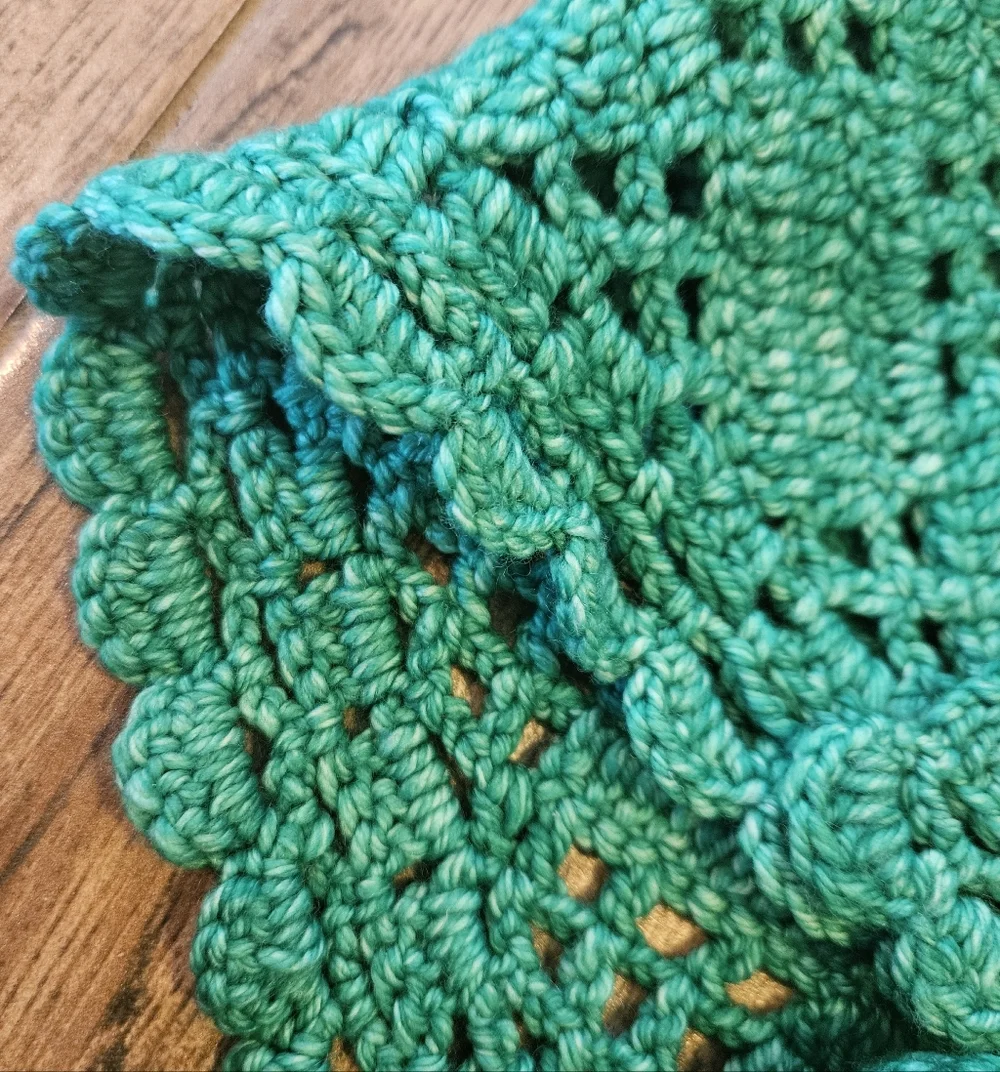 misha and puff crochet scarf in emerald green - Picture 8 of 9